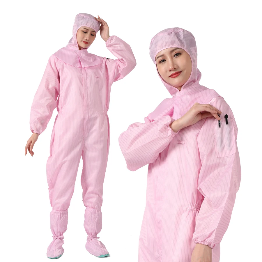 Washable Blue Anti-static Clean Room Working Clothes ESD Garment Jumpsuit Without Hood Cleanroom Coverall Without Hood RH-1003A