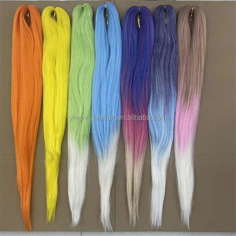 Colored Rainbow Ombre Kanekalon Braiding Hair Kanekalon Flame Retardant