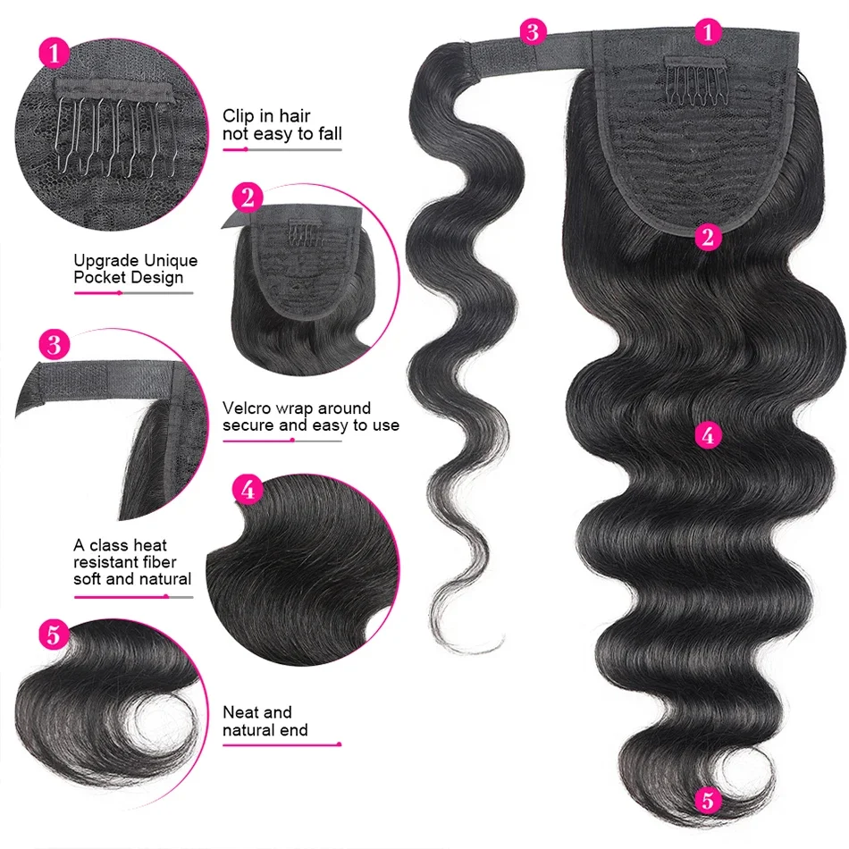 Curly Human Hair Strap Ponytail Extensions_voghion.com