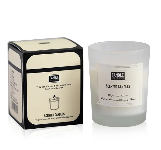 Matte black and white uncovered jar plant wax smokeless aromatherapy candle gift box with accompanying hand gifts