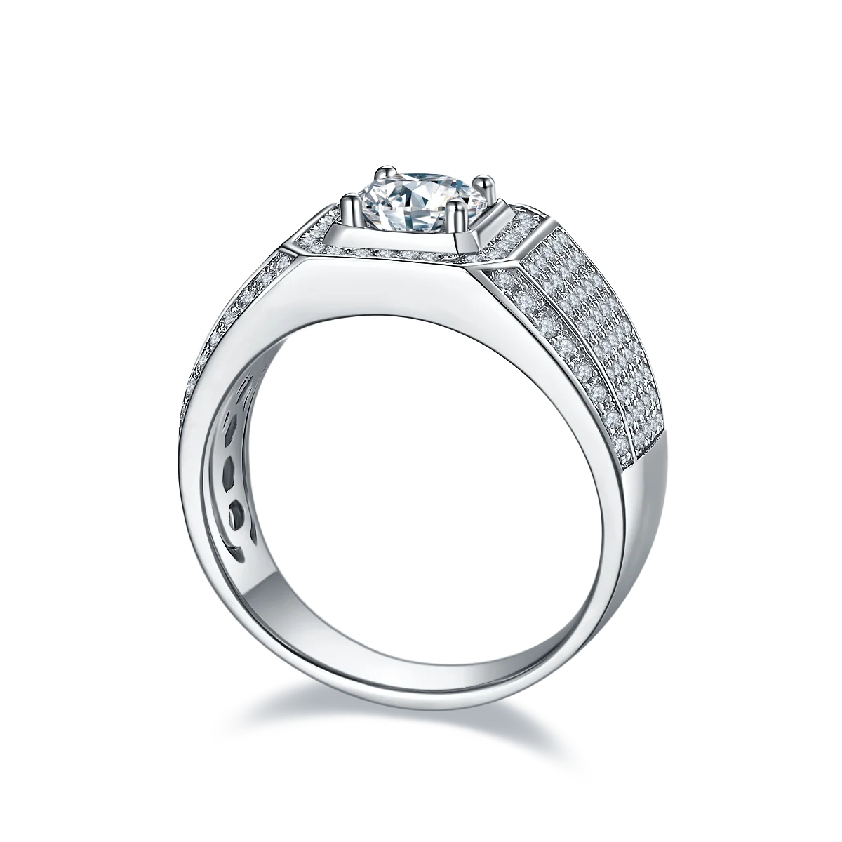 Custom Luxury White Gold Plated S925 Silver Jewelry Moissanite Circular