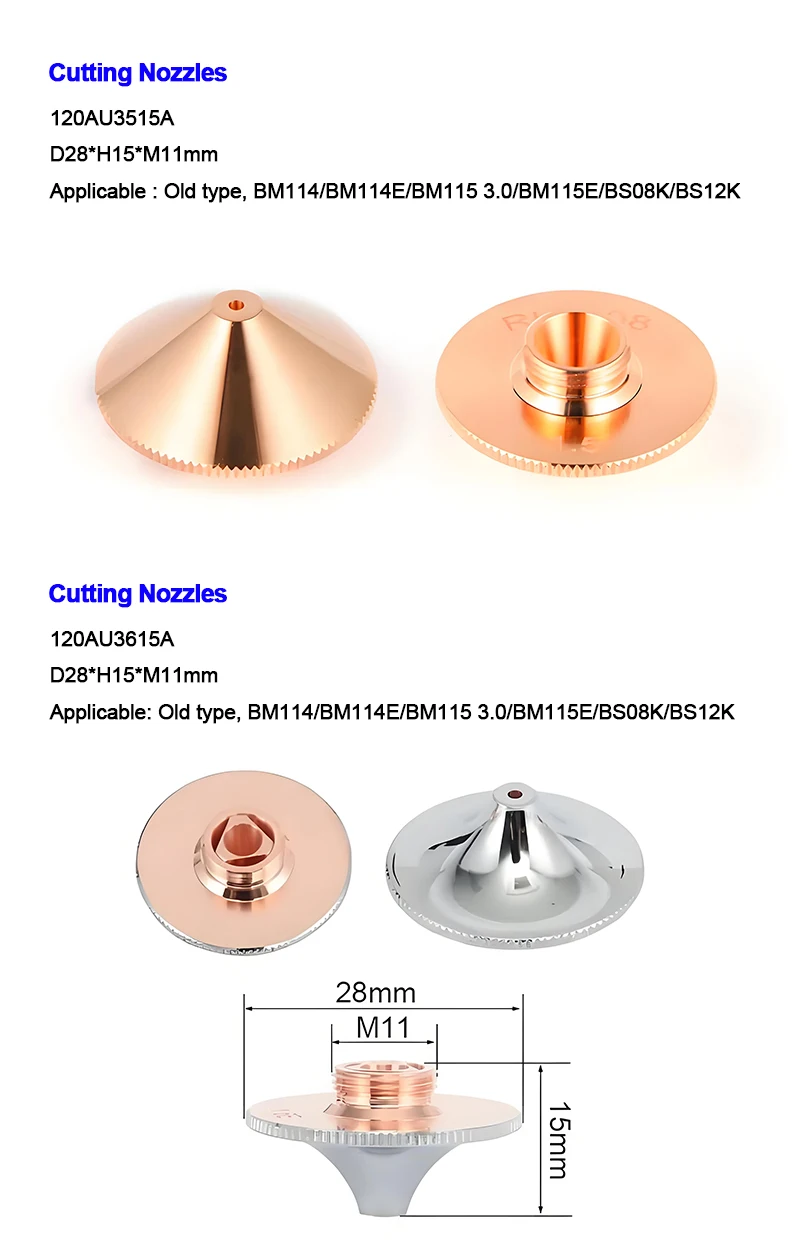 For RayTools Original New Laser Cutting Nozzles 120AU3515A 120AU3615A for BM114 BM115 Laser Cutting Head