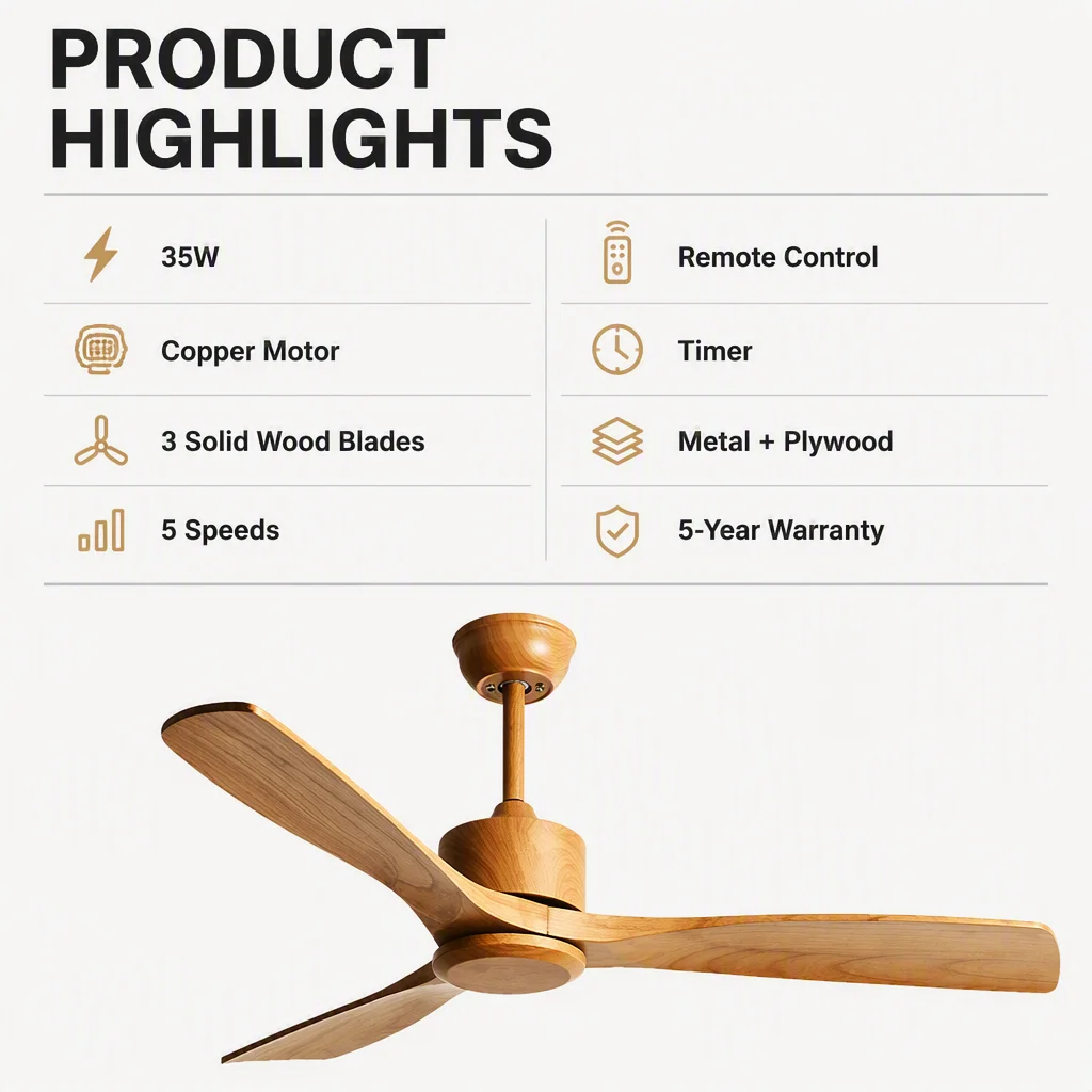 Ceiling Fan, BLDC, 35, Metal+plywood - detail 8