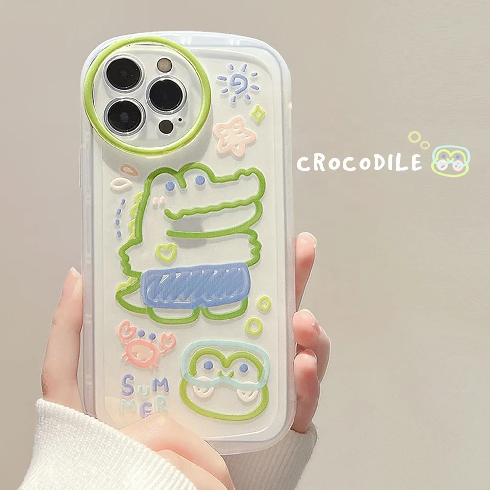 Transparent Tpu Case For Iphone 16 15 14 13 12 11 Plus Pro Max Cute Painted Flexible Anti-Scratch Shock Protection Phone Cover