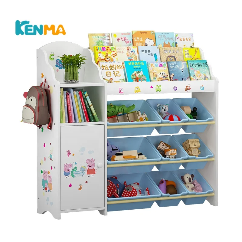 SHG - Organizador de juguetes para niños, caja de almacenamiento con marco  de madera, estante para sala de juegos y dormitorio