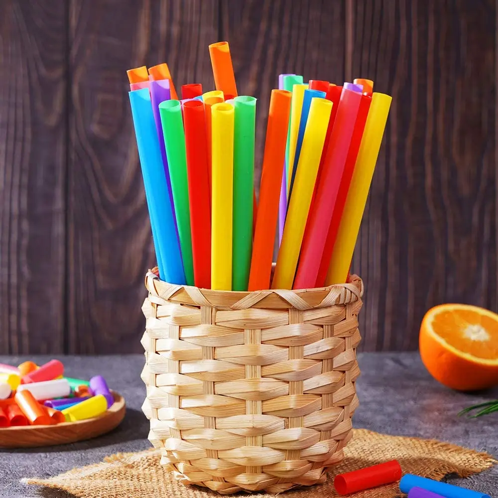 100 Pcs Jumbo Smoothie Straws,Colorful Disposable Wide-mouthed Large Straw.