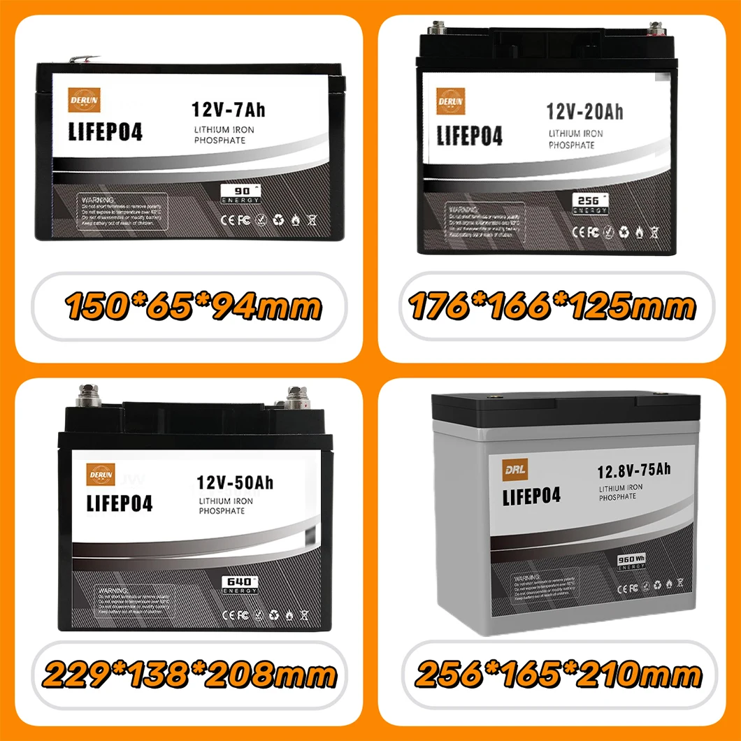Derun 12v 12.8v 24v 48v 10ah 20ah 50ah 100ah 200ah Lithium Ion Lifepo4 ...