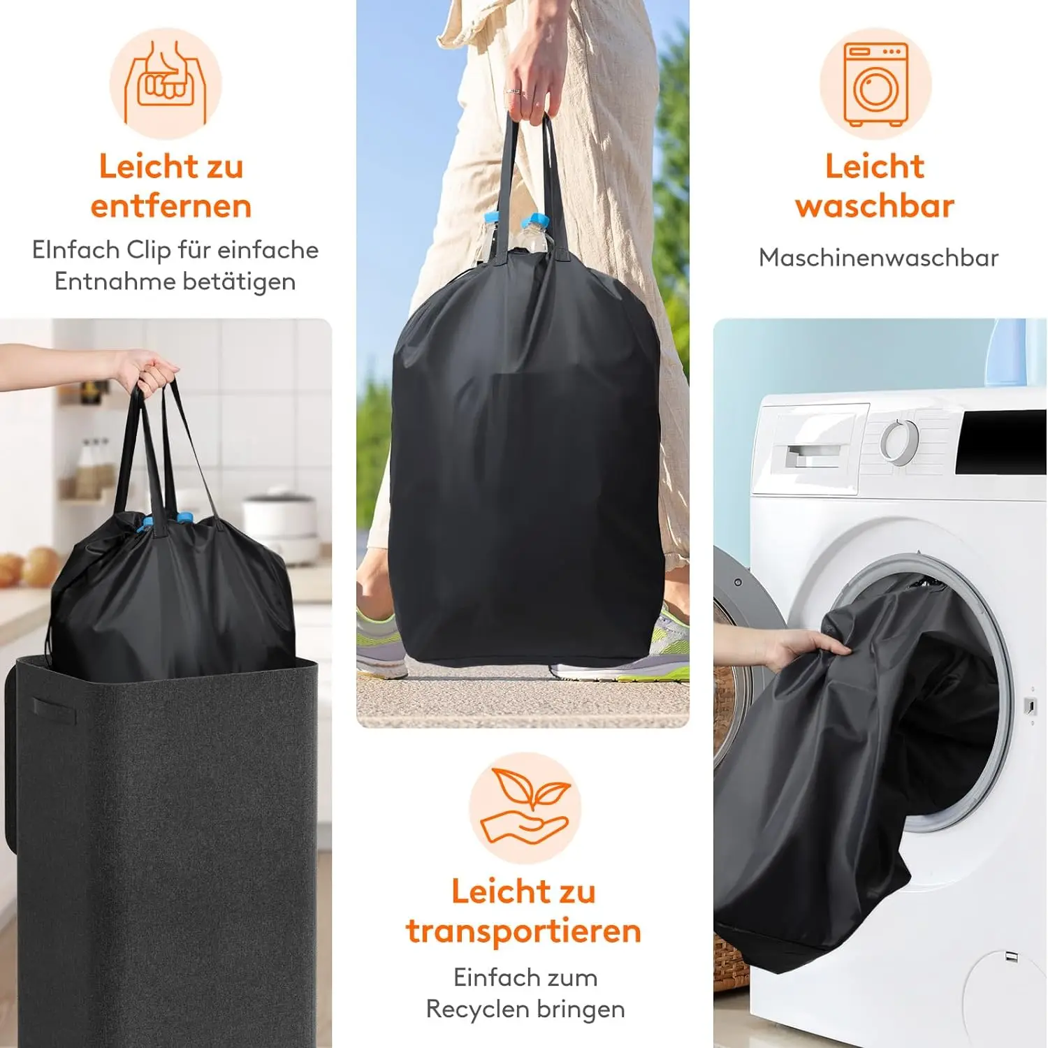 100L Large Deposit Bottles Collection Container with Hole Kitchen Storage Room Bottle Bag
