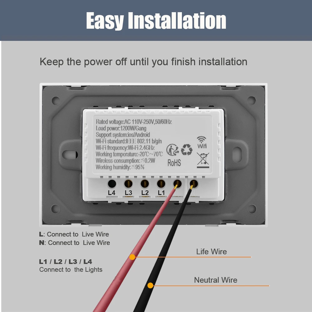 USW8811 Tuya Alexa Voice Control Remote Control Smart Wall Switch,moes Smart Switch,wifi Switch Smart Home