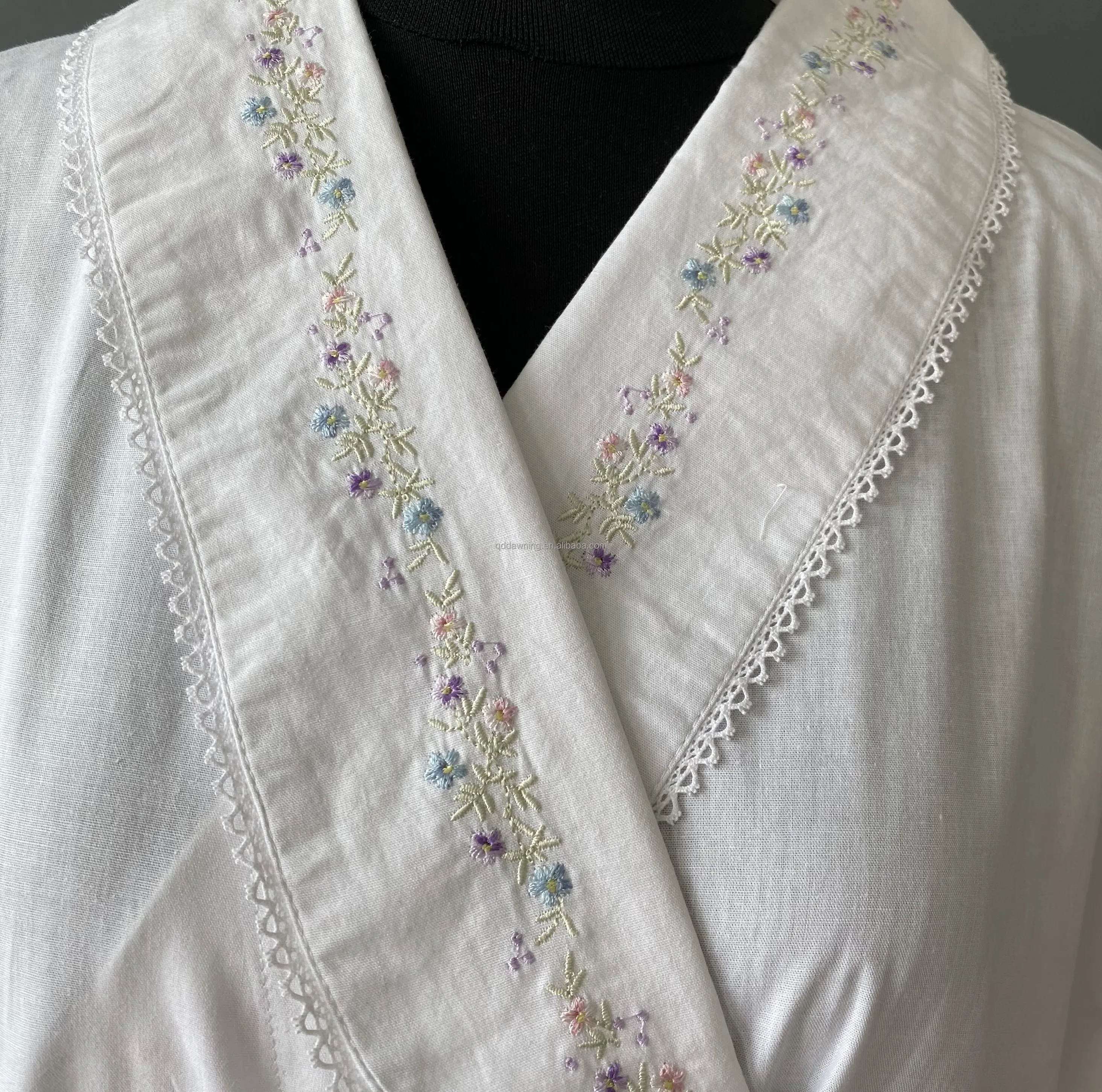 Embroidered White Robe White Cotton Embroidered Robe Nightgown| Alibaba.com