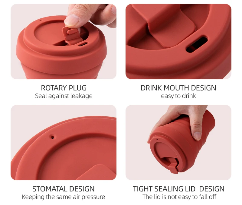 Reusable Portable Coffee Mug Heat Resistant Silicone Collapsible Travel