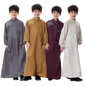 Hot Selling fashion Children's clothing muslim thobe for boy kid dress for wholesale