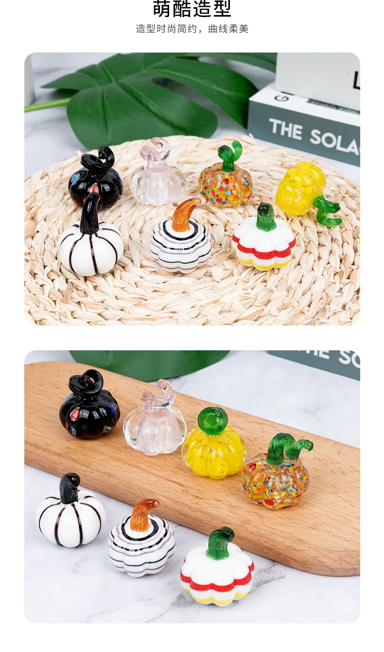 product mini glass pumpkin figurine cute desktop decor colored crystal pumpkin ornament-12