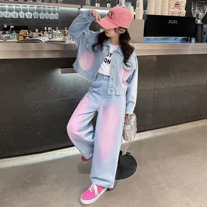 Girls' Fragrant Style Korean-style Long Sleeve Suit 2026 Autumn Wear Middle Big Children's Wide Leg Pants