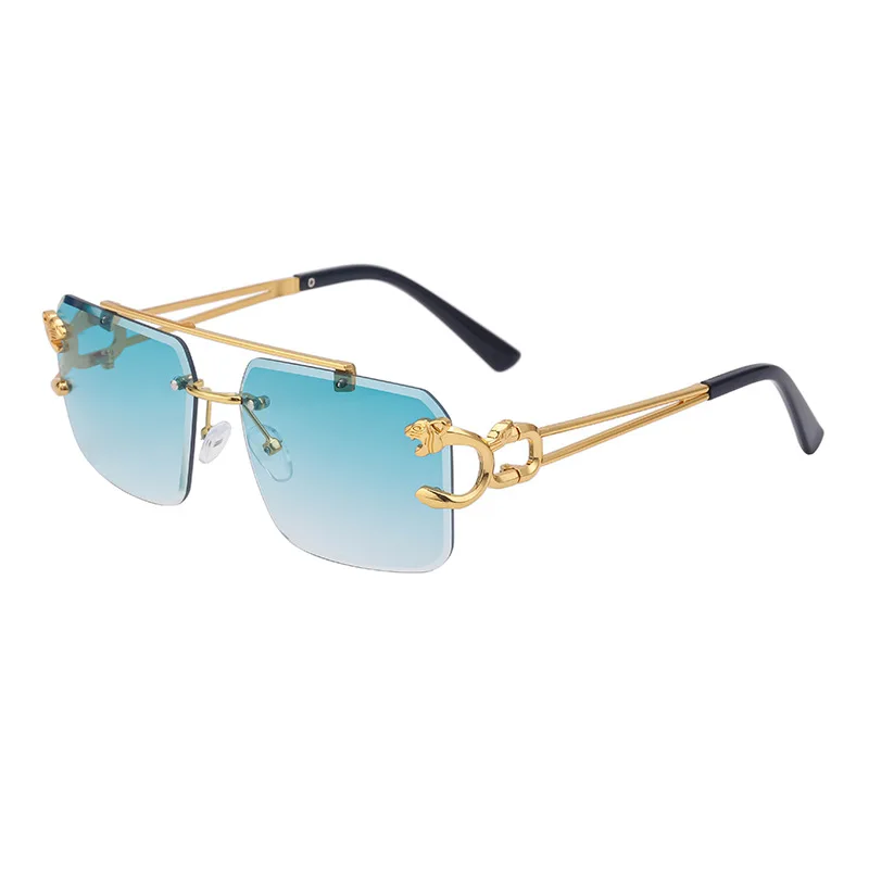 Rimless Sunglasses Square Fashion Shades Tinted Lens Metal Frameless Rectangle Y2K Glasses UV400