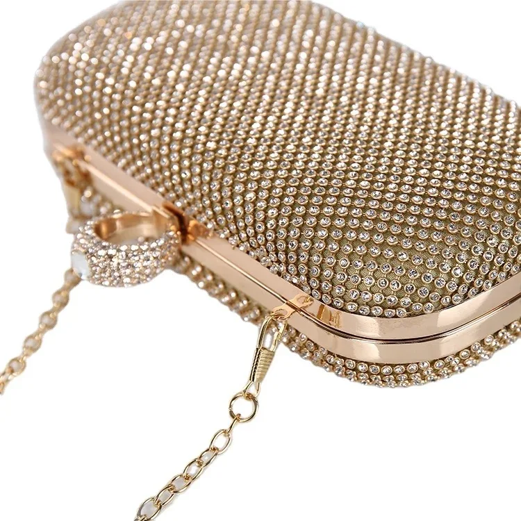 Wholesale Glitter Diamond Finger Ring Full Rhinestone Purses Golden Clutch  Bag for Wedding Party Evening Bags From m.