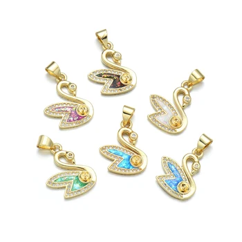tarnish free jewelry 18k gold plated Copper fine jewelry pendants Swan Pearl Pendant Necklace