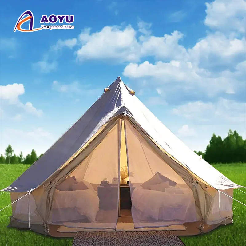 Outdoor Economical Canvas Heavy Duty Canvas Family Tent Safari Tent Luxury  Glamping Prefab Resort Tent