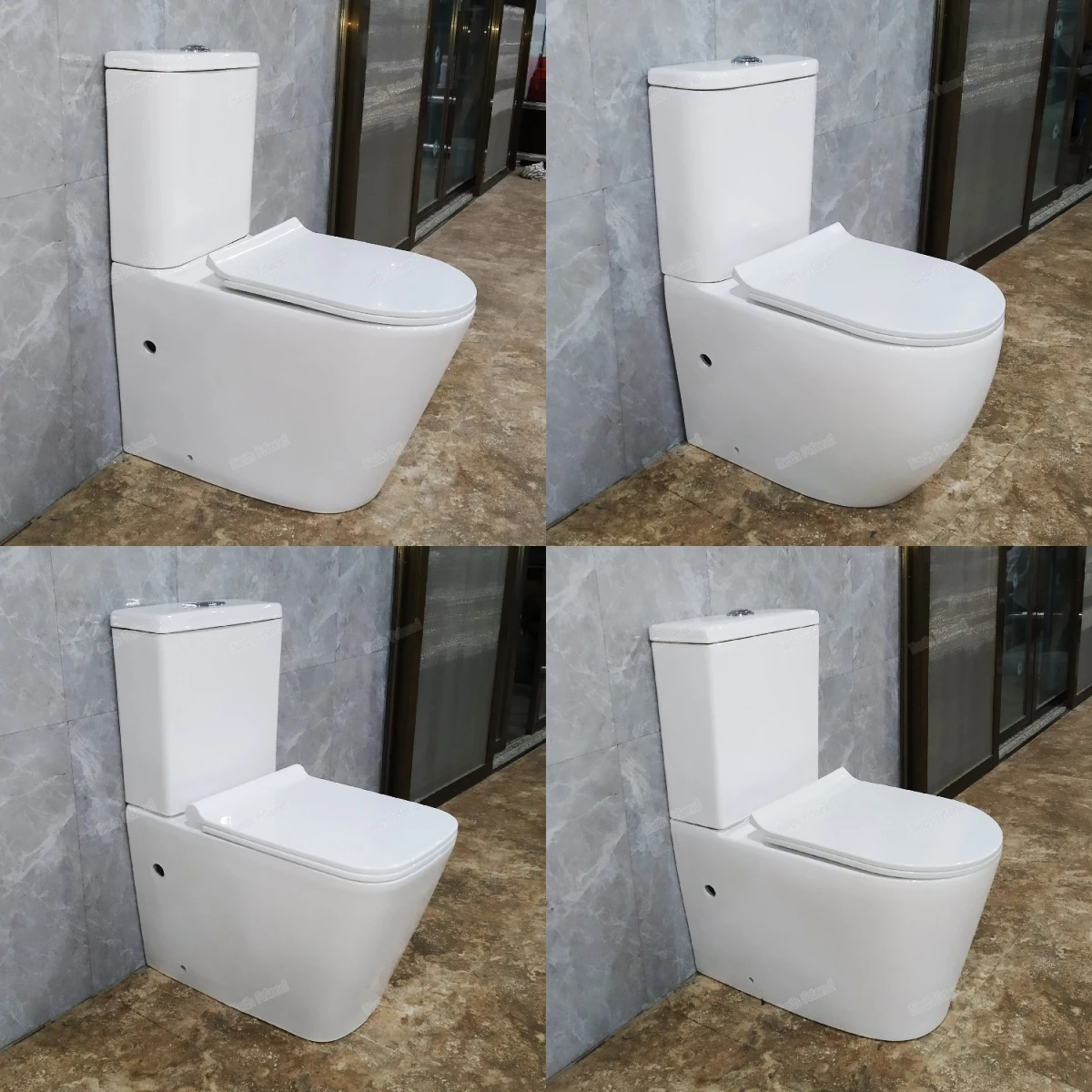 Bathroom Sets Sanitary Ware P Trap square Shape Water Closet Commode Cheap  Back to Wall Rimless Two Piece Wc Toilet