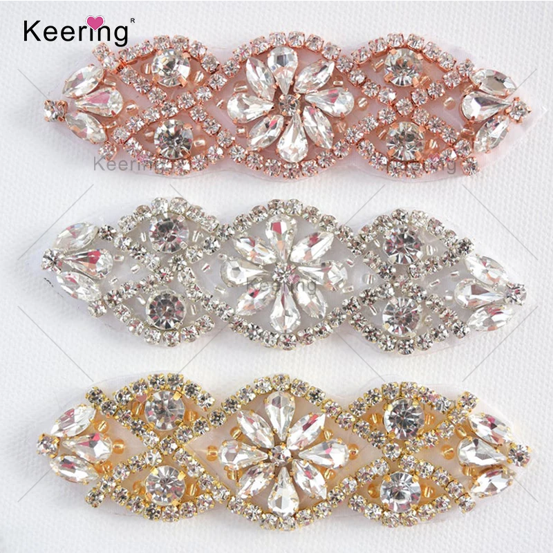 Wholesale New Arrival Crystal Stone With Rose Gold Metal Base Bridal  Wedding Baby Dress Rhinestone Appliques WRA-983