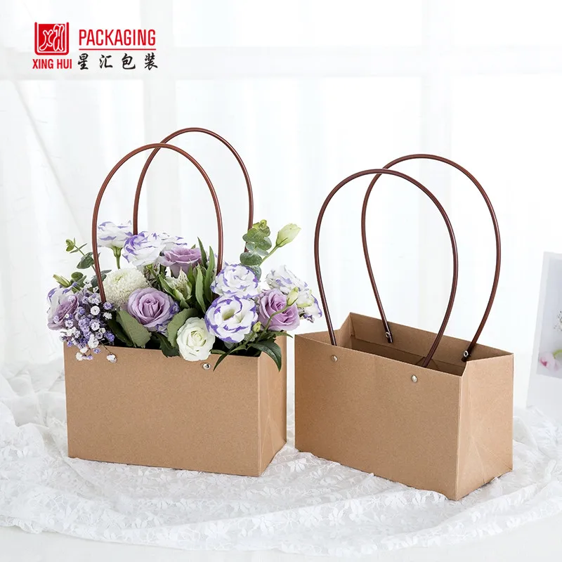 Whaline - 6 bolsas de papel con cadena de metal para almacenamiento de  ramos, bolsa de floristería, bolsa de mano, ramo de flores, cesta para  envolver