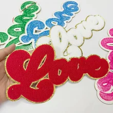 Wholesale Free Stocked Chenille Patch Love Heart Logo Iron On Sew on for Garment Ready for Ship
