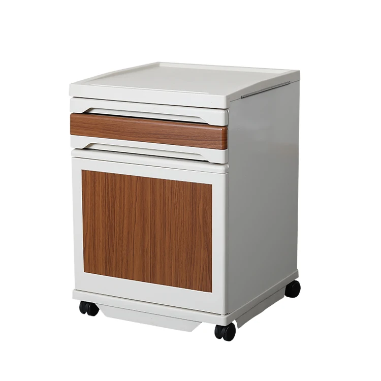 YXG-08-2 Hospital Room Furniture Abs Plastic Movable Hospital Medical Bedside Cabinet With Casters