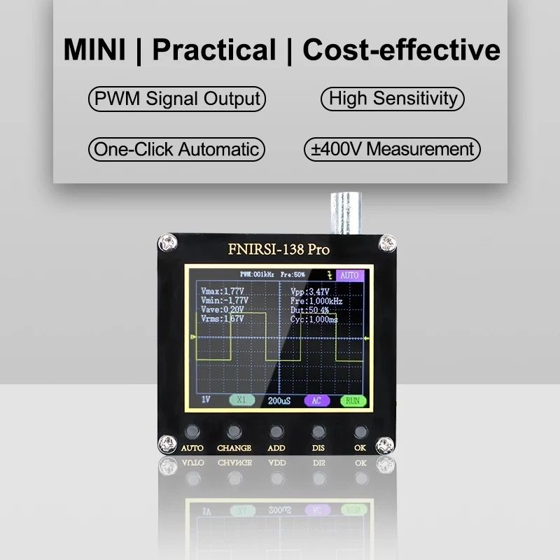 Hantek DSO1202E 5 in 1 6000 Counts DMM Digital FFT Spectrum Analyzer with Frequency Counter 200MHz 2 CH Handheld Oscilloscope