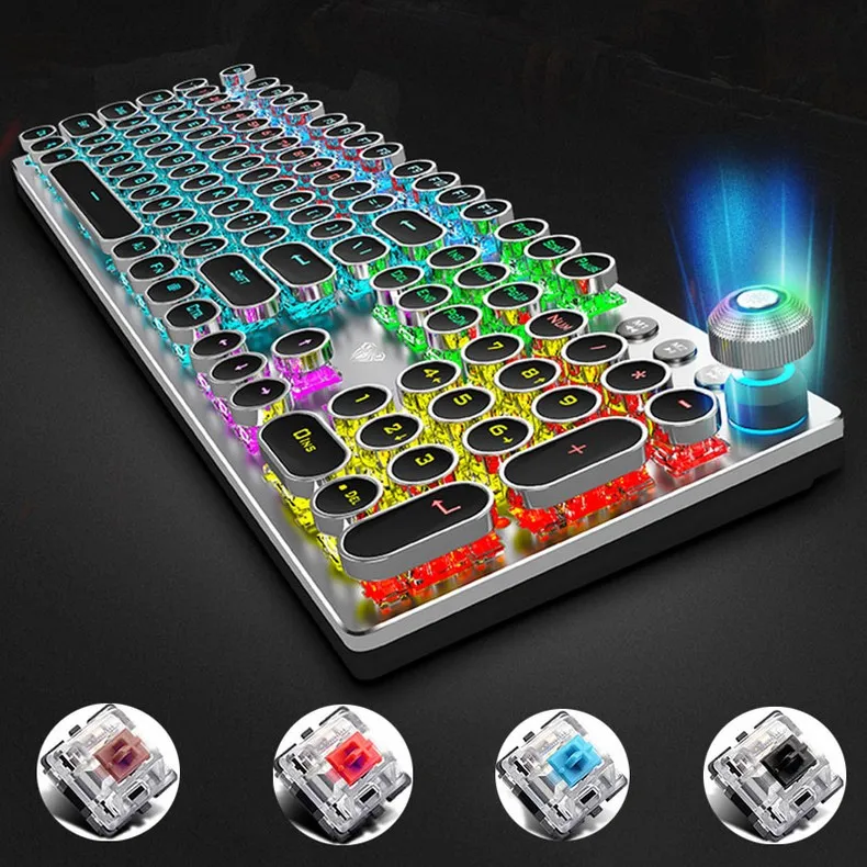 AULA Macro Mechanical Backlit RGB 104 Keys Game Keyboard Wired Blue Red Switch