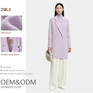 Women's Handmade Breathable Double Face Winter Coat Casual Pure Wool with Belt Long