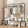 Black reinforced double pole 150cm with coat hook and post
