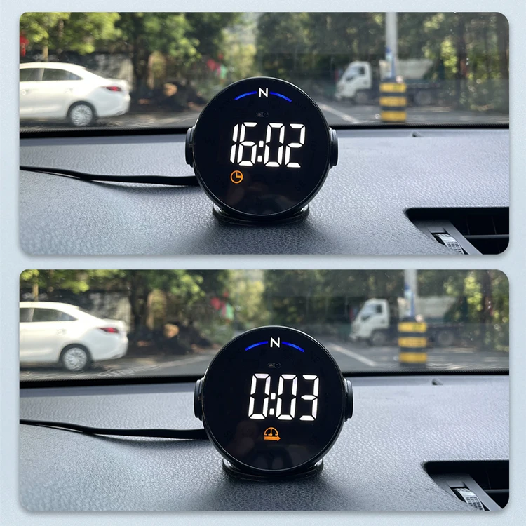 Vjoycar General Hud Car Gps Speedometer Compass Hands Free Round HUD Head Up Display MPH KMH Overspeed Alarm for Energy Vehicles