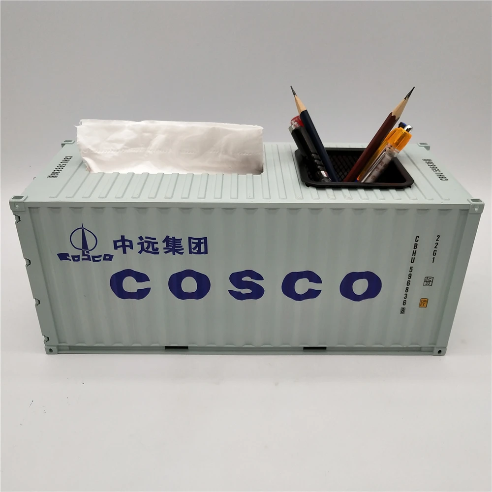 【A】30cm 1:20 COSCO logistics container scale model Pen holder shipping container scale model O.A.S ship model