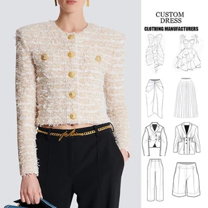 Custom Colors High Quality Women's Luxury Suit Lady Elegant Short Coat Cropped Tweed Jacket