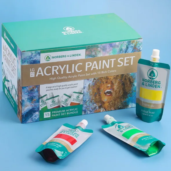 Acrylic Paint Set -12 Acrylic Paints, 6 Paint Brushes for Acrylic Pain –  Norberg and Linden