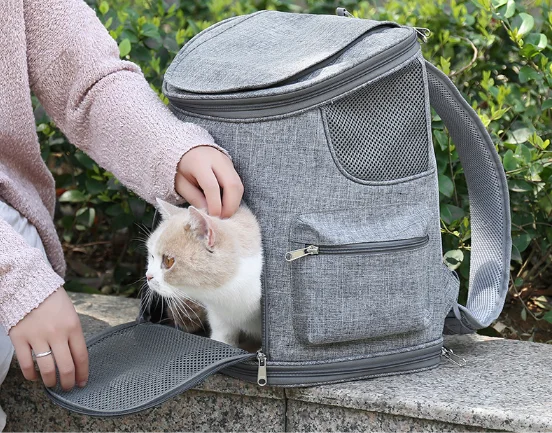 product hot selling foldable breathable mesh oxford wear resistance pet backpack carrier for small cats dogs-55