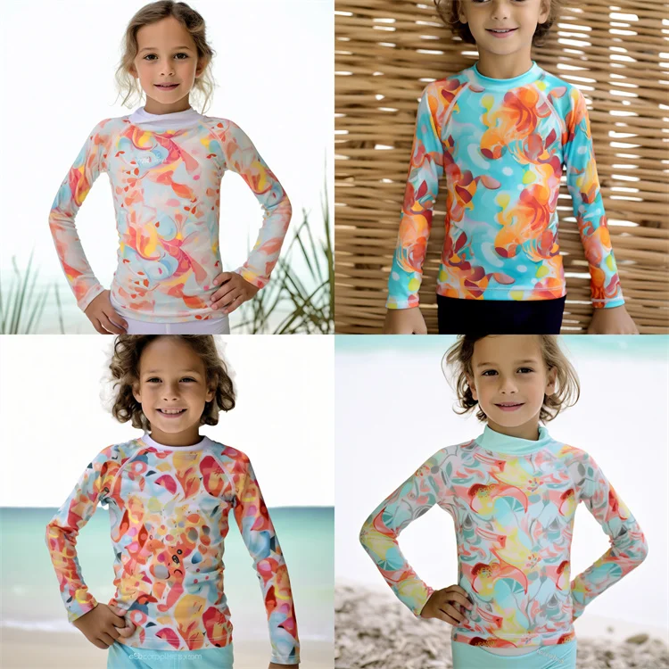 Custom Sublimation Printed UV Protection Compression Shirts Bjj Mma Rash Guard Kids Rash Vest Rashguard
