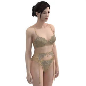 Wholesale New Design Lace Bra Set for Women Sexy Hot Plus Size Wire-Free Triangle Cup Embroidery Floral Pattern Breathable