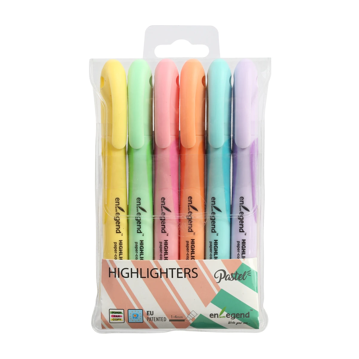 Fashionable Design Pastel Color Text Marker Pen Highliters Stationery Style Customer Logo With Rubber Grip