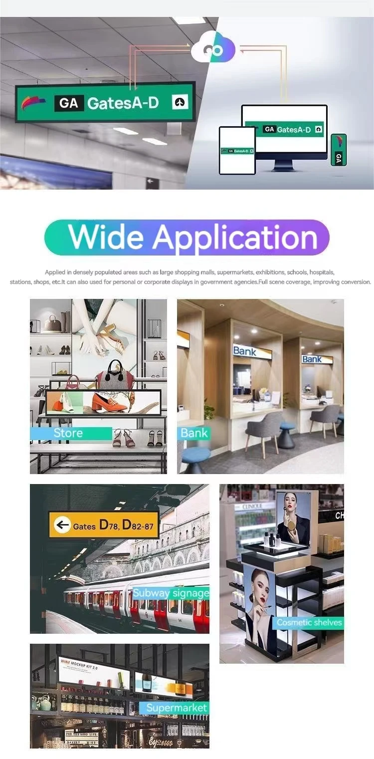 24 inch Supermarket Ultra Wide Strip Shelf Edge Advertising Digital Signage Monitor Type Stretched Bar Lcd Display Screen supplier