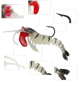 Cheap 5-Section Luminous Shrimp Lure with Jointed Soft Prawn Baits Lead Head Plastic Soft Shrimp Lure – Soft Lure – view 4