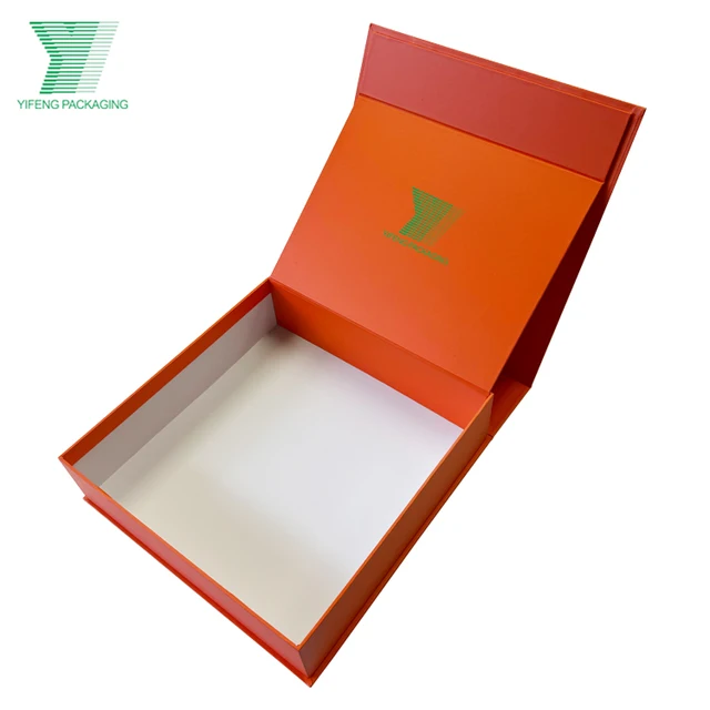 Custom Orange Magnet Folding Paper Luxury Clothing Display Gift Box Packaging Premium Gift Box for Garment Apparel Packing