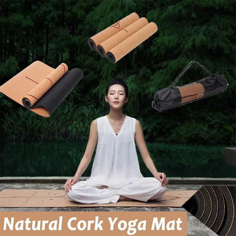 Custom Eco Friendly Natural Cork/tpe Natural Rubber Yoga Mat Kork
