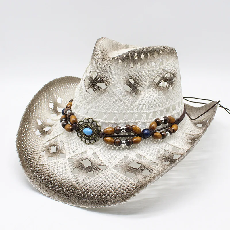 Cowgirl-Hut Aus Stroh, Mit Perlen Und Herzen, Western-Stil