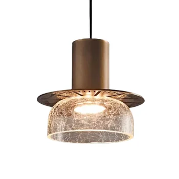 New Simle Retro Cracked Glass Led Light Series Bedside Pendant Lamp Nordic Luxury Dinning Hanging Lighting Fixture