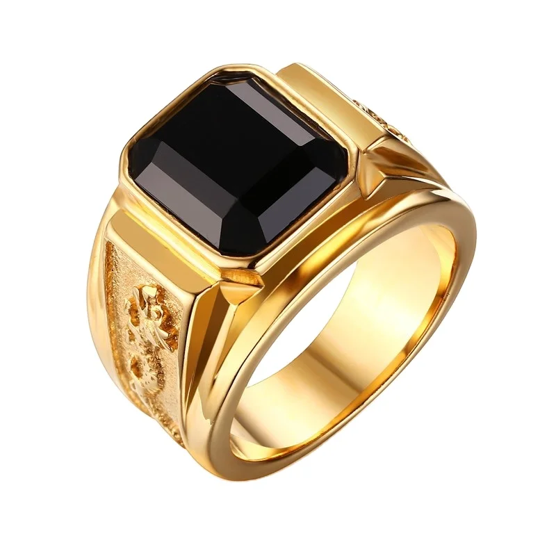 black color stone ring