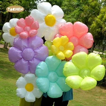 YACHEN Wholesale Custom Daisy Flower Balloons Colorful Aluminum Foil Daisy Balloons for Baby Shower Party Decoration