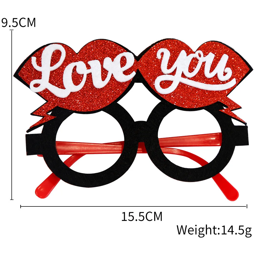 2024 Valentine S Day Felt Glasses Party Decoration Photo Booth Props Eyeglasses Home Party