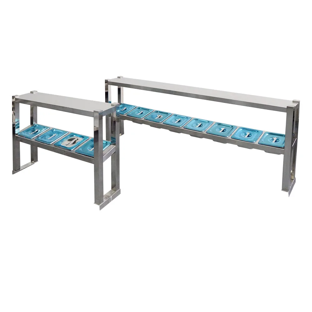 Stainless Steel Work Table With Overshelf For Kitchen Preparation Area