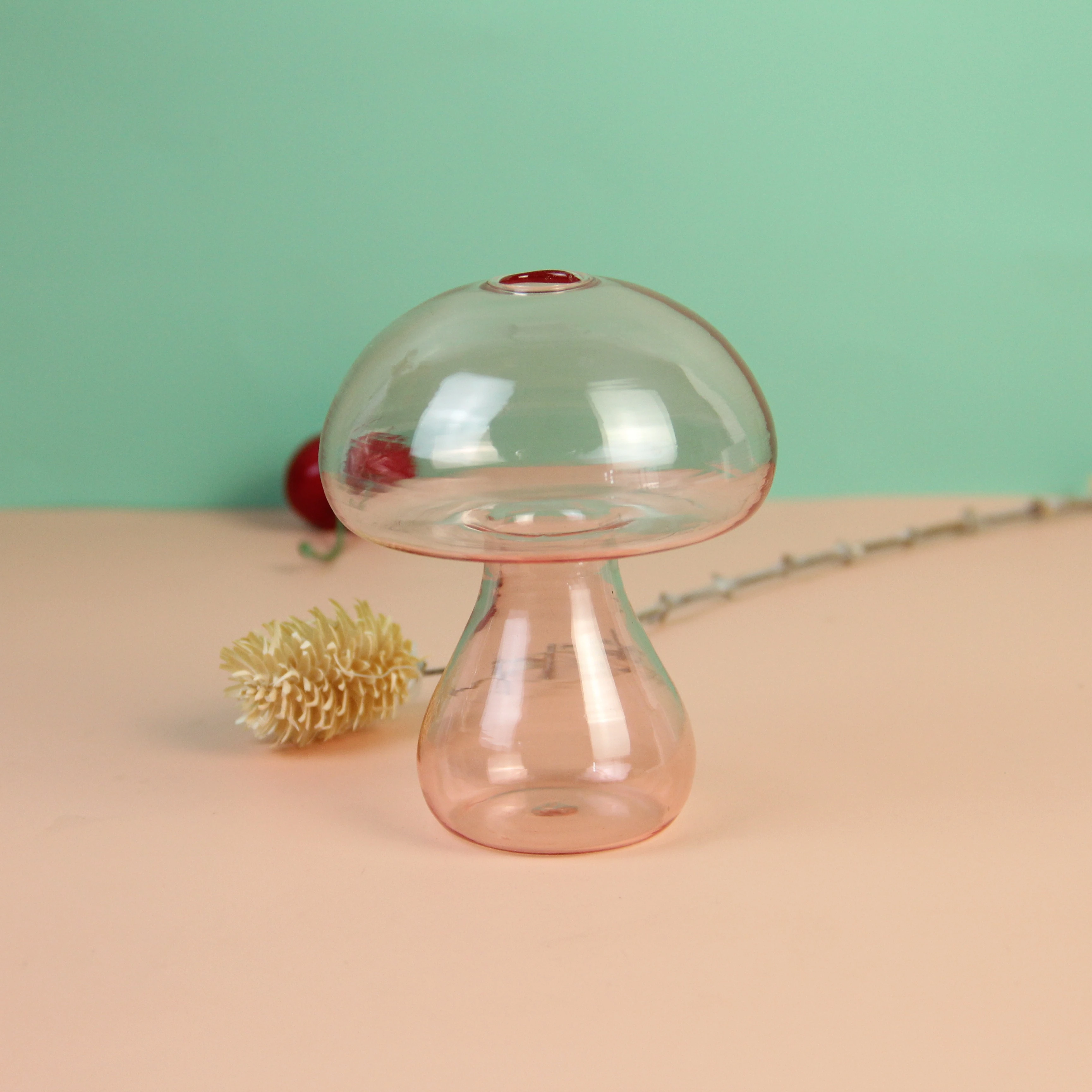 Wholesale Custom Colored Small Glass Vase Mushroom Shaped Glass Vase for Home Decoration
